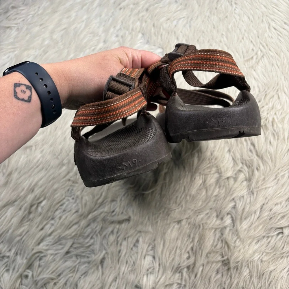Chaco Men's 9 Brown Orange Z/2 Sport Sandals Toe Loop Hiking Gorpcore